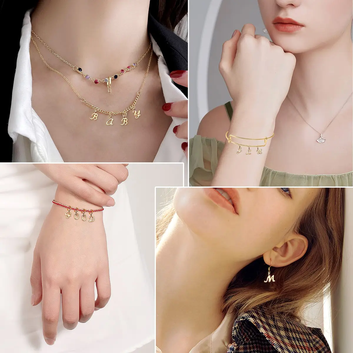 SANNIX Gold Letter Charms & Jump Rings | Alphabet A-Z Pendants for DIY Jewelry Projects - view 7