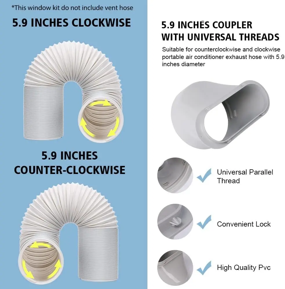 UNAOIWN Portable AC Window Vent Kit 5.9" | Easy Installation & Durable PVC Material - view 7