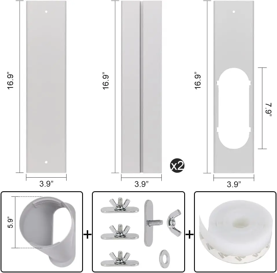 UNAOIWN Portable AC Window Vent Kit 5.9" | Easy Installation & Durable PVC Material - view 3