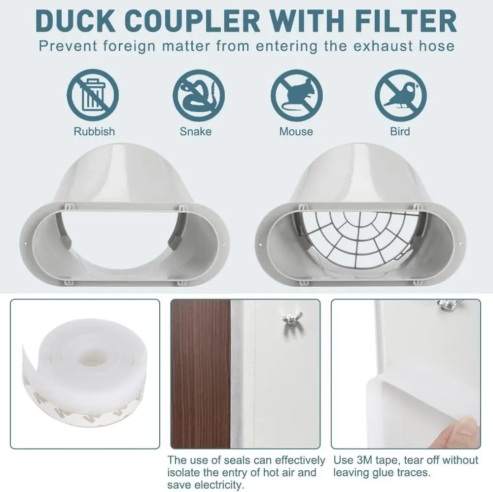 UNAOIWN Portable AC Window Vent Kit 5.9" | Easy Installation & Durable PVC Material - view 4
