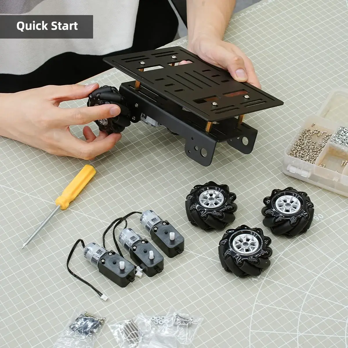 LewanSoul Mecanum Robot Chassis Car Kit 180x140x89mm | Aluminum Alloy Frame with 360° Omnidirectional Wheels - view 2