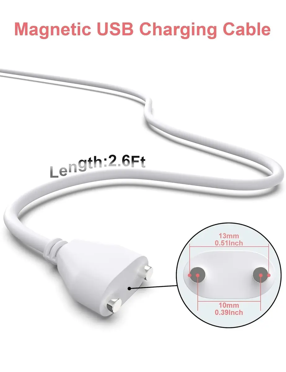 Bicmice Magnetic USB DC Charger Cable 10mm (0.39 Inch) | 2.6ft (0.79m) White Charging Cord - view 4