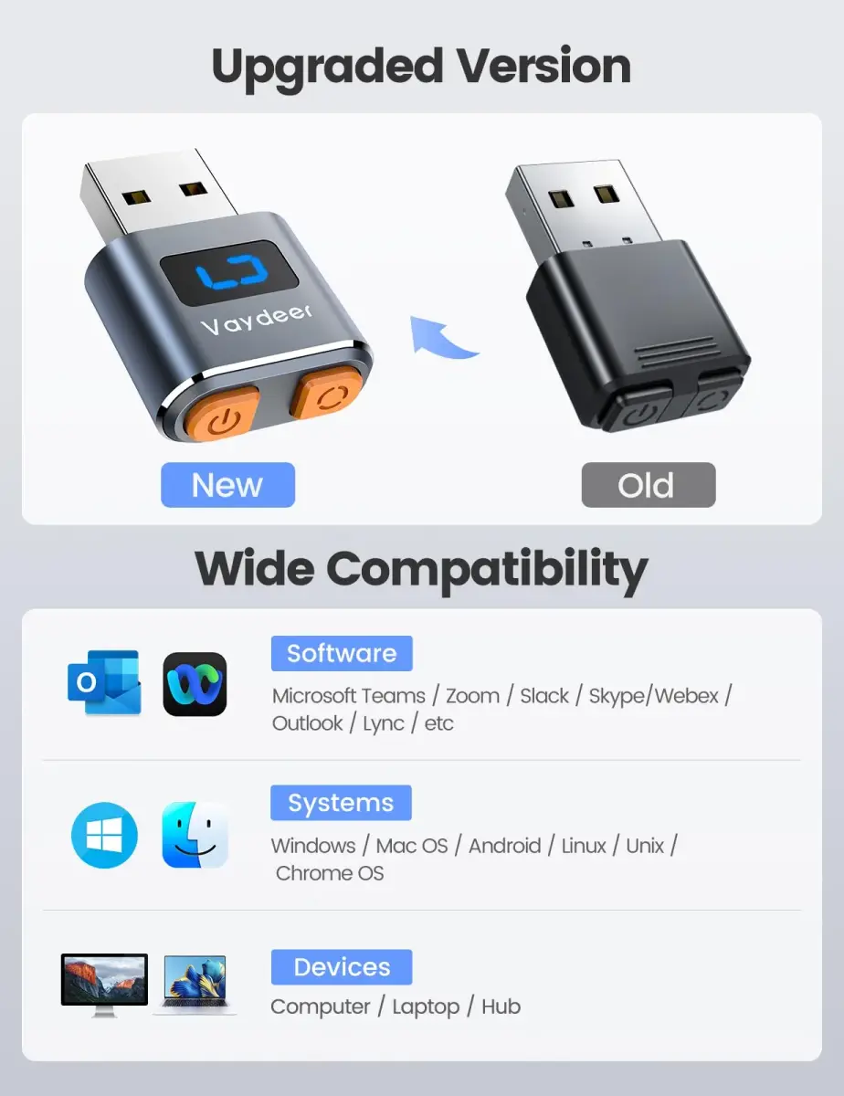 Vaydeer T3s Mouse Jiggler USB Mouse Mover | Undetectable, Aluminum Alloy, 3 Random Tracks - view 6