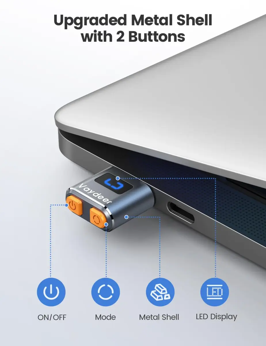 Vaydeer T3s Mouse Jiggler USB Mouse Mover | Undetectable, Aluminum Alloy, 3 Random Tracks - view 2