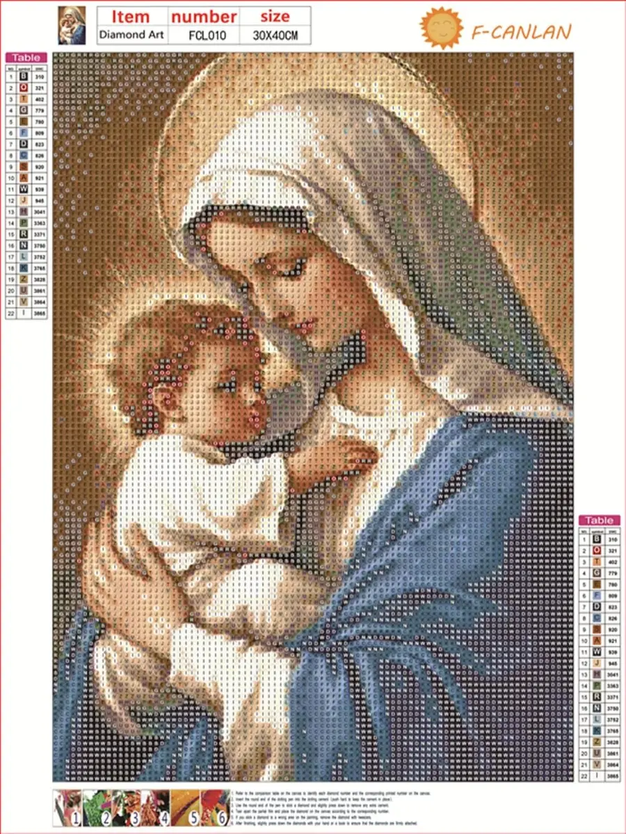 F-CANLAN Virgin Mary Bless the Child Diamond Art Kit 30x40cm (12x16 inches) | Full Drill Religious Artwork - view 5