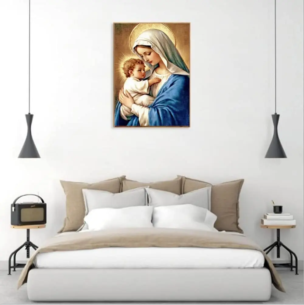 F-CANLAN Virgin Mary Bless the Child Diamond Art Kit 30x40cm (12x16 inches) | Full Drill Religious Artwork - view 2