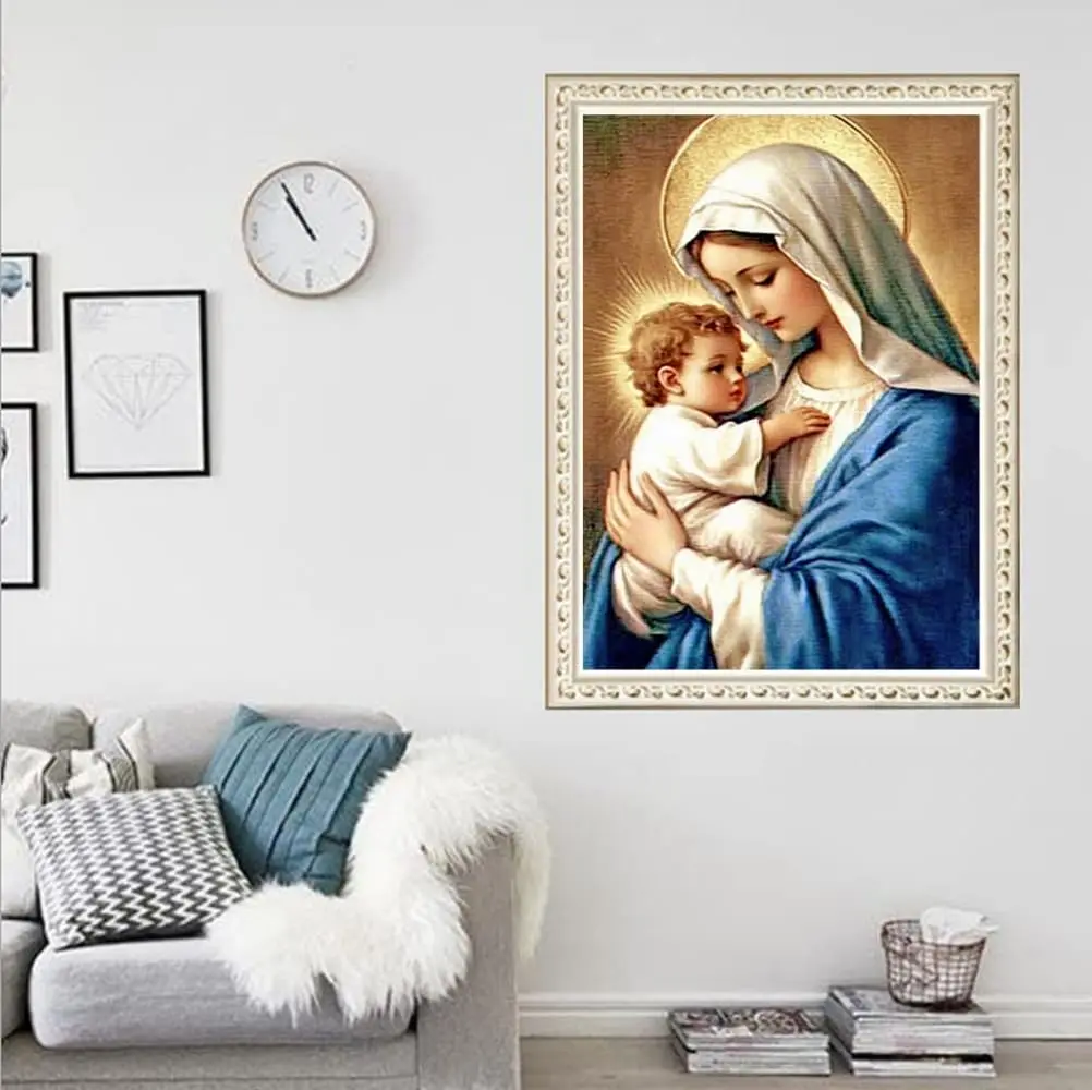 F-CANLAN Virgin Mary Bless the Child Diamond Art Kit 30x40cm (12x16 inches) | Full Drill Religious Artwork - view 3