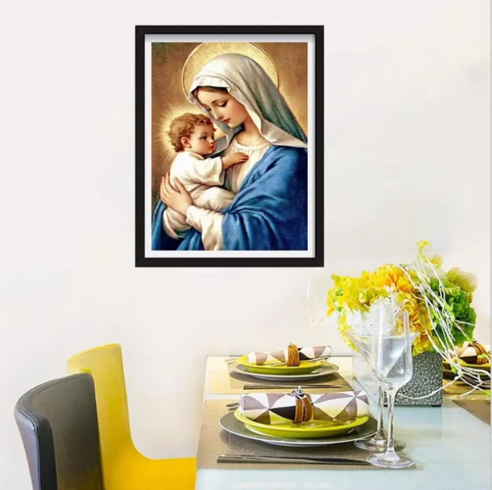 F-CANLAN Virgin Mary Bless the Child Diamond Art Kit 30x40cm (12x16 inches) | Full Drill Religious Artwork - view 4