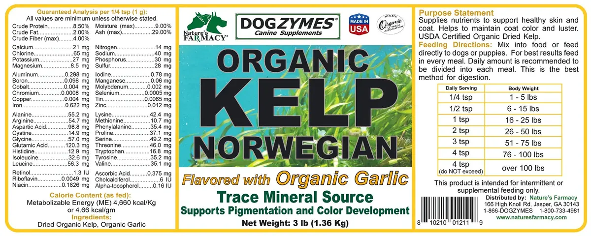 Dogzymes Organic Norwegian Kelp Enhanced with Garlic 6 Pound | Supports Thyroid & Skin - view 2