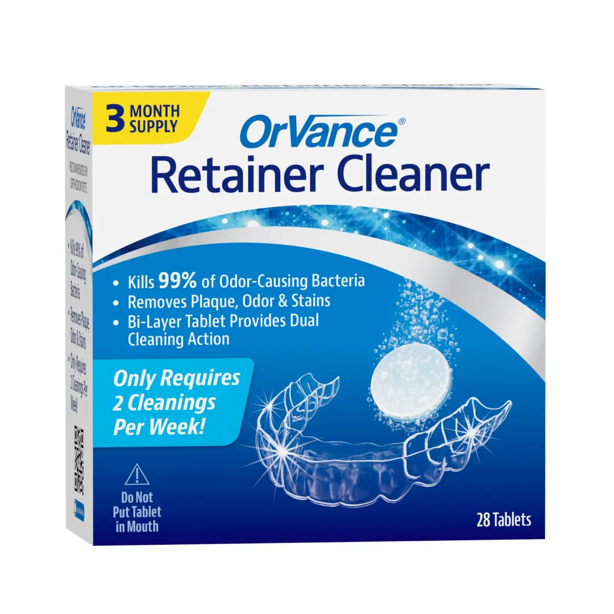OrVance Retainer Cleaner Tablets 28 Count (3 Month Supply) | Cleans Orthodontic Appliances Twice Weekly - main product image