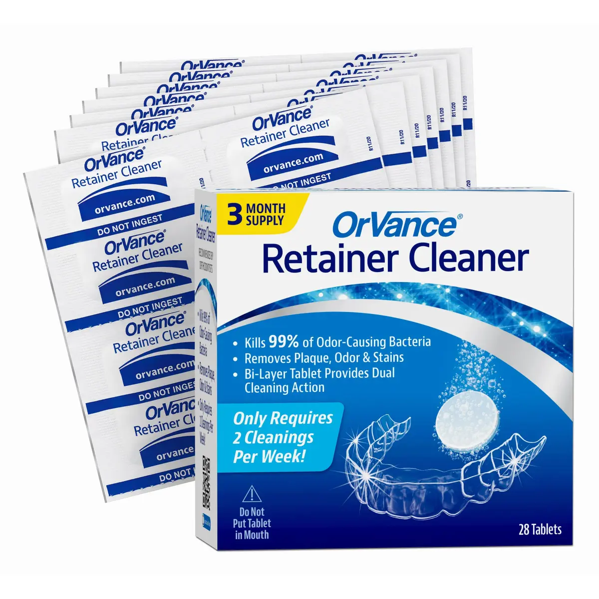 OrVance Retainer Cleaner Tablets 28 Count (3 Month Supply) | Cleans Orthodontic Appliances Twice Weekly - view 2