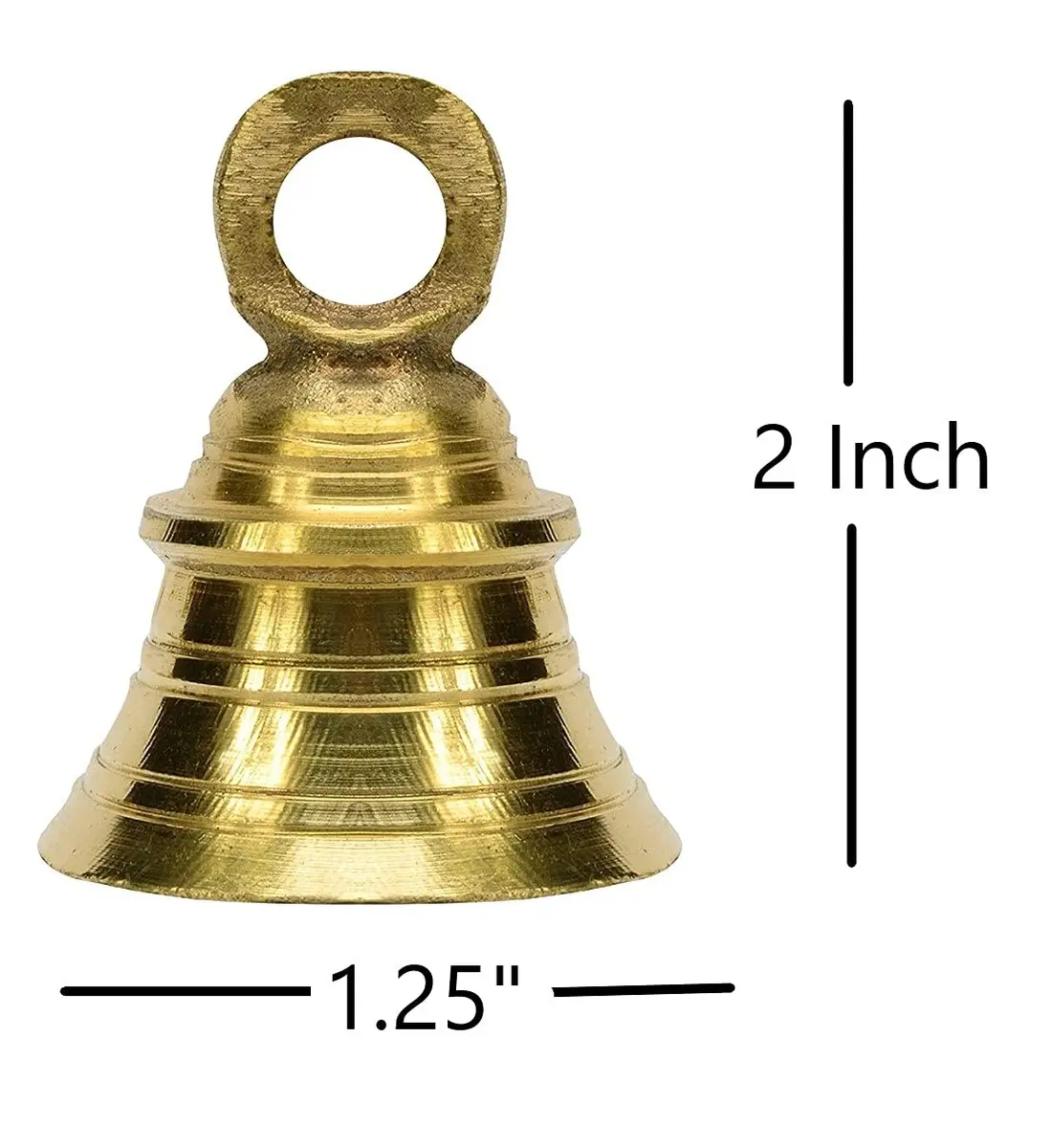 UAPAN Brass Hanging Bell with J-hook 5.08 cm (2 Inch) Pack of 12 | Classic Religious Home Décor - view 2