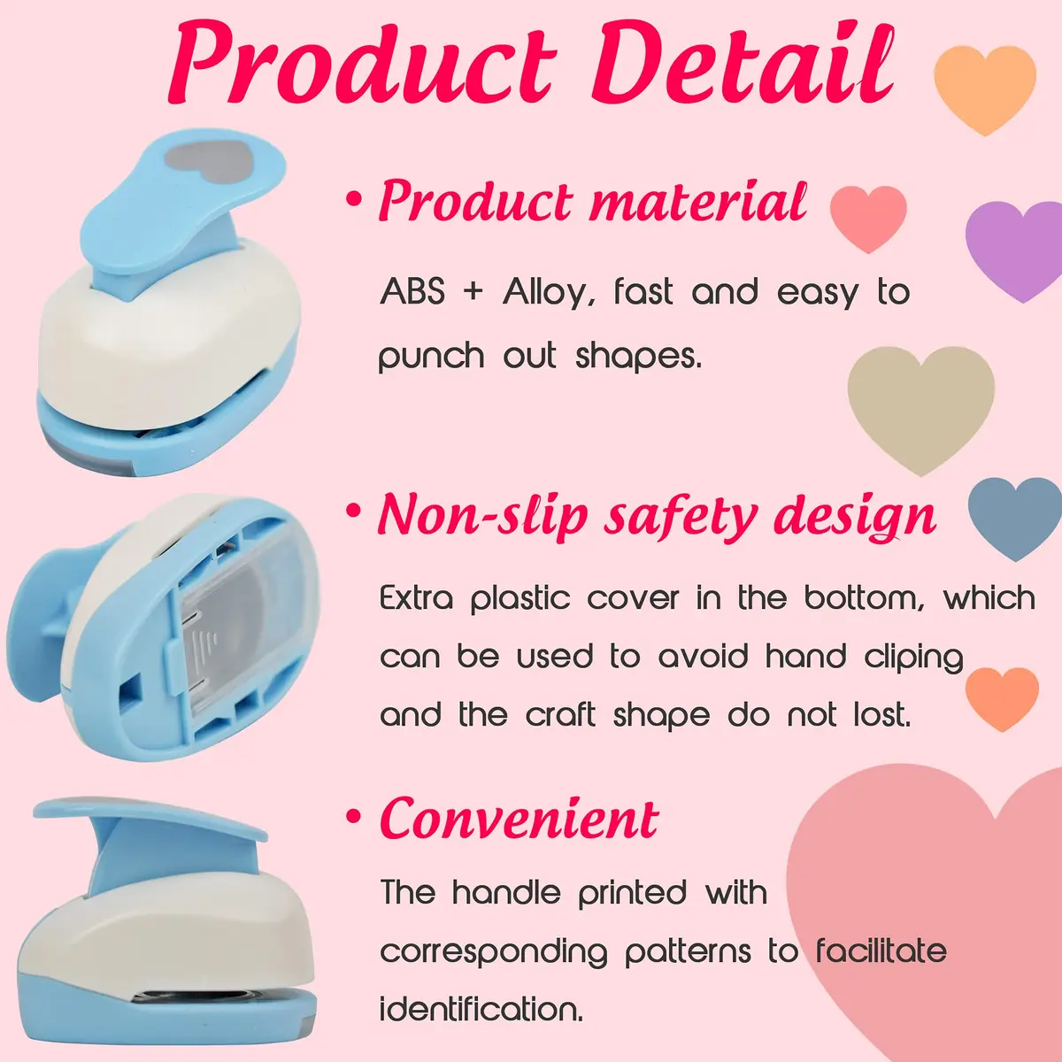 ECOHU Heart Punch for Paper Crafts 1-Inch | Easy Spring-Action Lever for Card Making & Scrapbooking - view 6