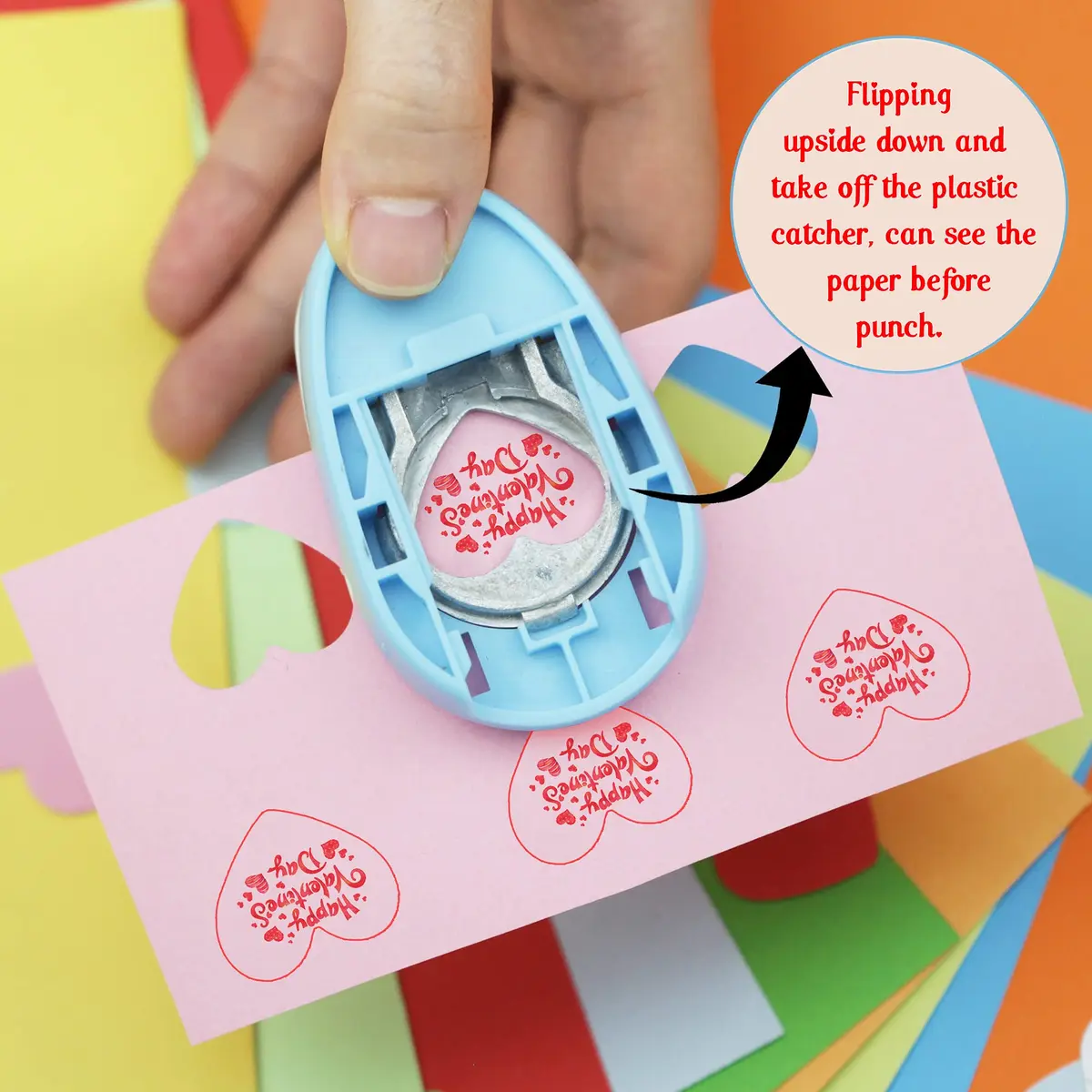 ECOHU Heart Punch for Paper Crafts 1-Inch | Easy Spring-Action Lever for Card Making & Scrapbooking - view 2