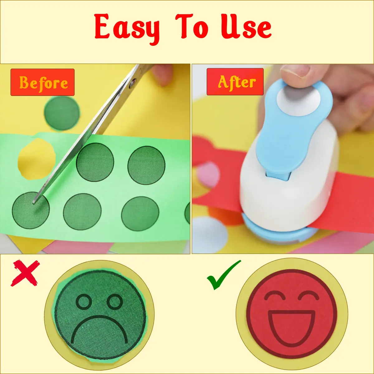 ECOHU 1-Inch Circle Hole Punch | Spring-Action Lever for Crafts, Scrapbooks, Cards (Blue/White) - view 3