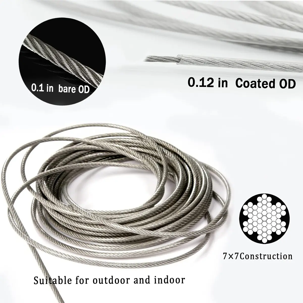 MHY 16ft (4.88m) Heavy Duty 304 Stainless Steel Clothesline | Windproof & Rust-Resistant for Outdoor/Indoor Drying - view 3