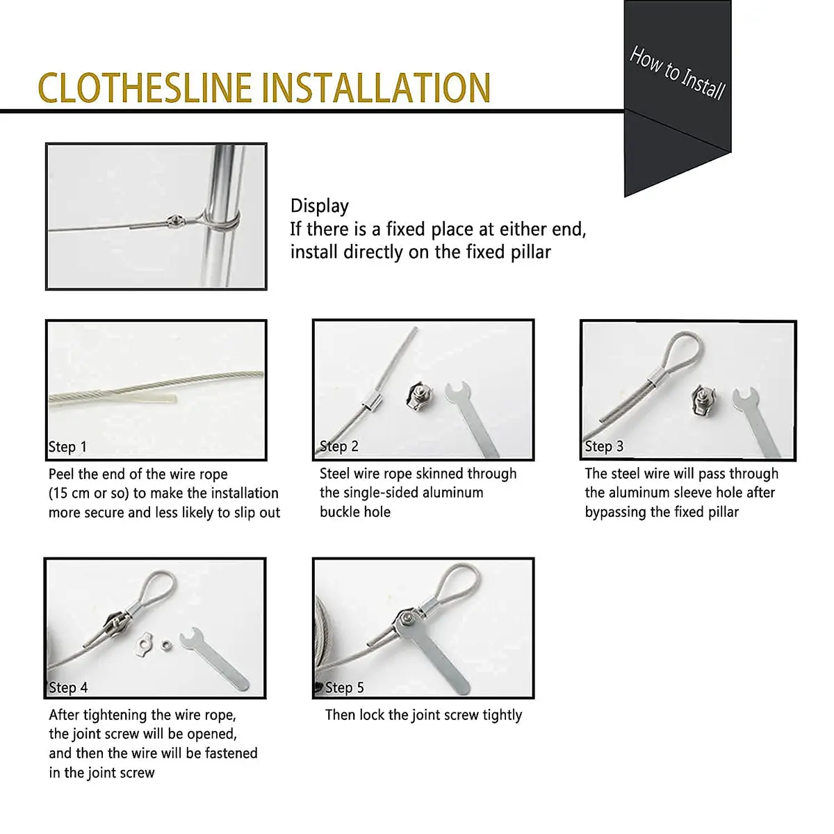 MHY 304 Stainless Steel Clothesline 3.05m (10ft) | Heavy Duty, Rust-Resistant, Windproof Wire Rope for Outdoor Drying - view 6