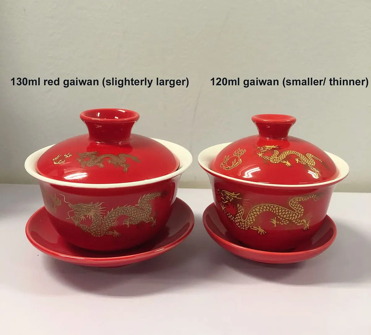 YBK Tech Ceramic Kung Fu Teacup, Chinese Gaiwan-Dragon (Red, Slightly Bigger) | Traditional Chinese Tea Cup with Lid & Saucer - main product image