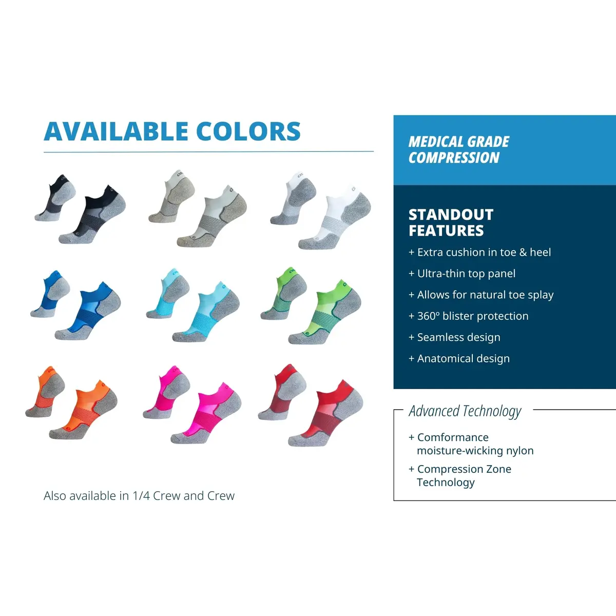 OS1st AC4 Active Comfort Socks with Blister Protection Double-tab & Seamless Toe, Large Royal Blue | 51g (1.8oz) Lightweight Breathable - view 5