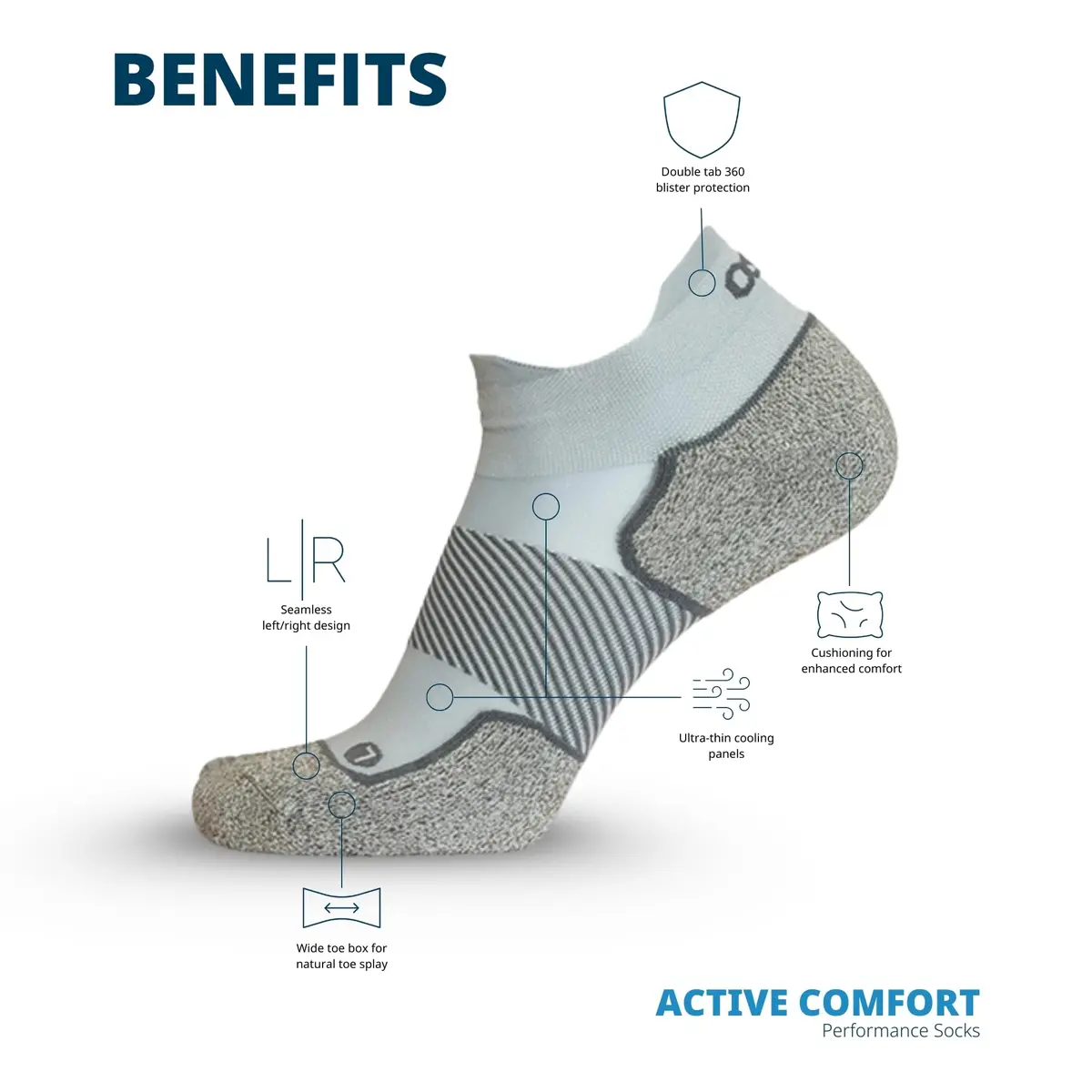 OS1st AC4 Active Comfort Socks Medium (1 Pair) | Blister Protection, Breathable, Light Compression - view 6