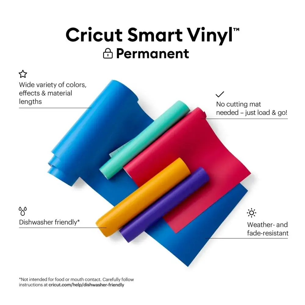 Cricut Smart Permanent Vinyl, Purple Roll 3ft (81.3 cm x 0.9 m) | Matless Cutting for DIY Projects - view 2