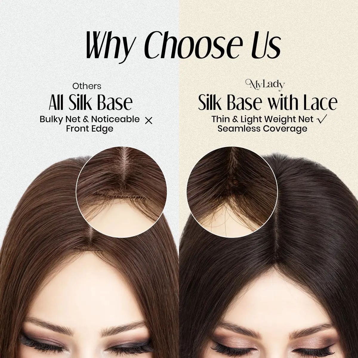 MY-LADY Real Human Hair Topper for Women 7 x 13cm Silk Base 10" Jet Black | Natural, Breathable & Secure - view 5