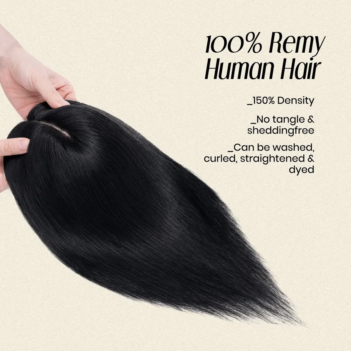 MY-LADY Real Human Hair Topper for Women 7 x 13cm Silk Base 10" Jet Black | Natural, Breathable & Secure - view 3