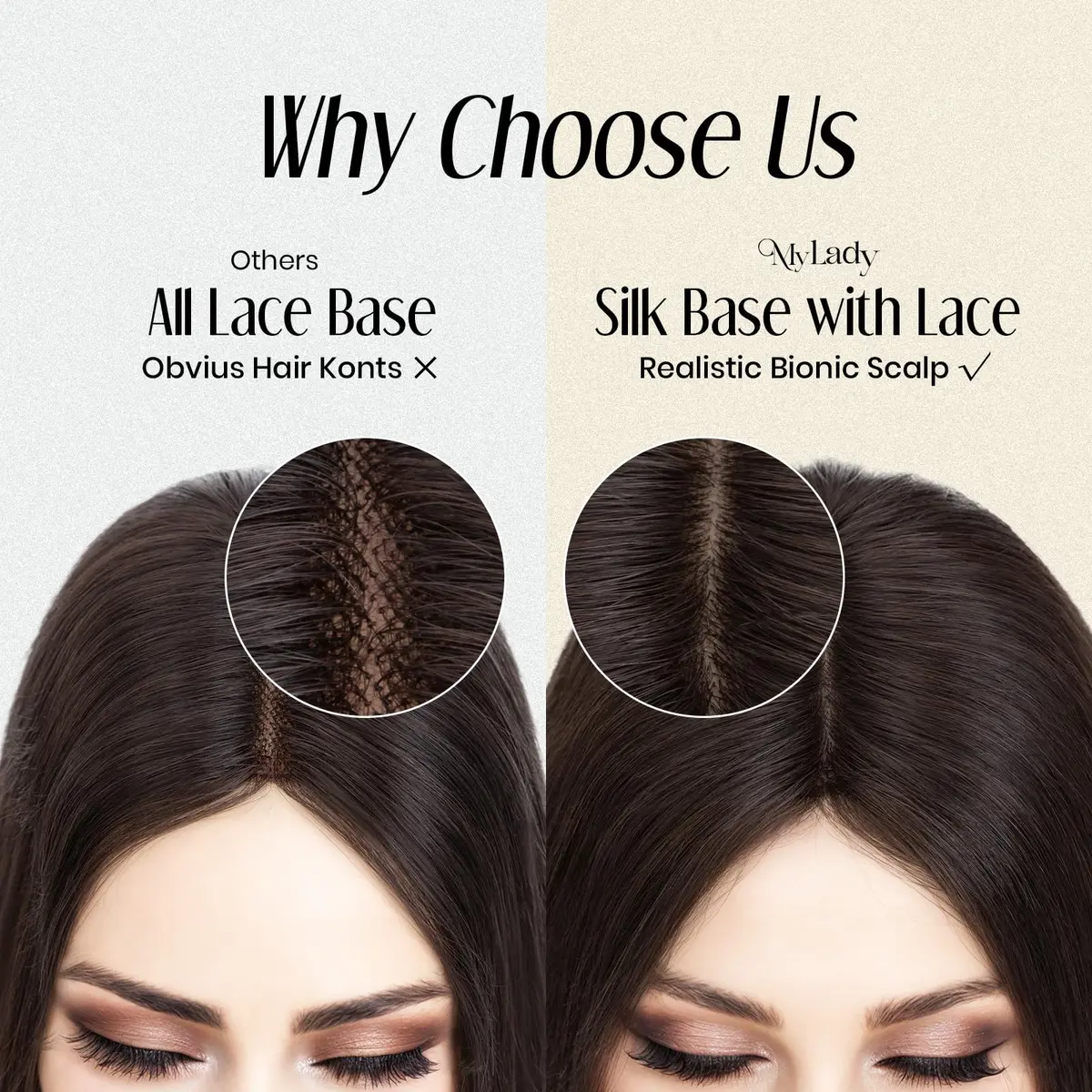 MY-LADY Real Human Hair Topper for Women 7 x 13cm Silk Base 10" Jet Black | Natural, Breathable & Secure - view 4