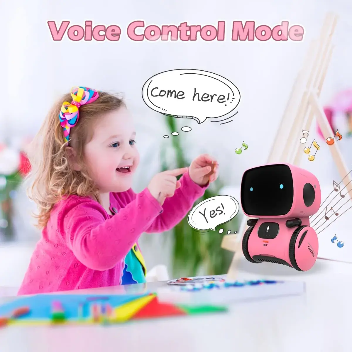 KaeKid Interactive Smart Robot Toy for Girls 3-5, Voice Control, Singing, Dancing, Repeating, Recording | Pink - view 5