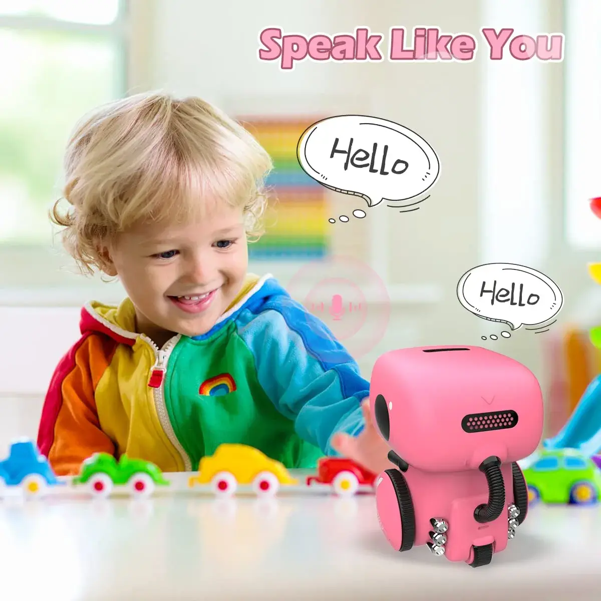 KaeKid Interactive Smart Robot Toy for Girls 3-5, Voice Control, Singing, Dancing, Repeating, Recording | Pink - view 6