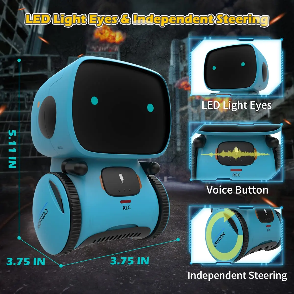KaeKid Interactive Smart Robot Toy with Voice Control, Touch Sensor, Singing & Dancing, 15.5 cm (6.1 Inch) | Programmable Robot for Kids Age 3-8 - view 2