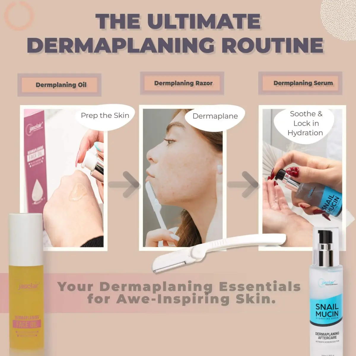 Jasclair Dermaplaning Razor for Women - Face Shaver for Peach Fuzz & Brows, 6 Count | Gentle Exfoliation & Eyebrow Shaping - view 7
