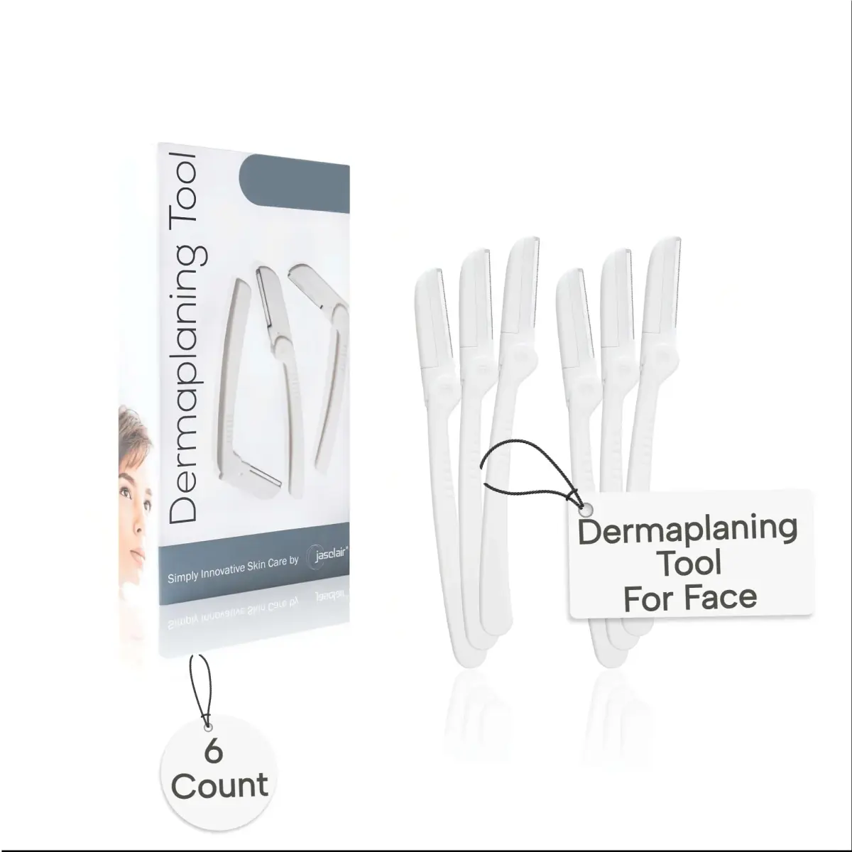 Jasclair Dermaplaning Razor for Women - Face Shaver for Peach Fuzz & Brows, 6 Count | Gentle Exfoliation & Eyebrow Shaping - view 8