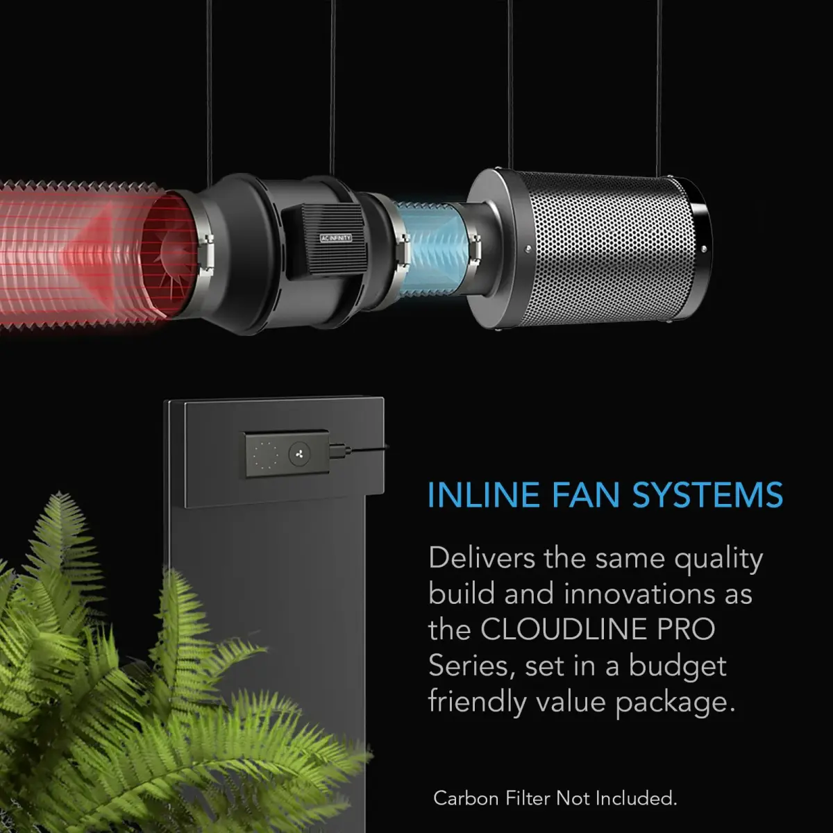 AC Infinity CLOUDLINE A6 6-Inch Inline Duct Fan with Integrated Speed Controller - view 2
