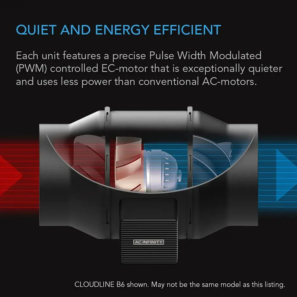 AC Infinity CLOUDLINE A6 6-Inch Inline Duct Fan with Integrated Speed Controller - view 4