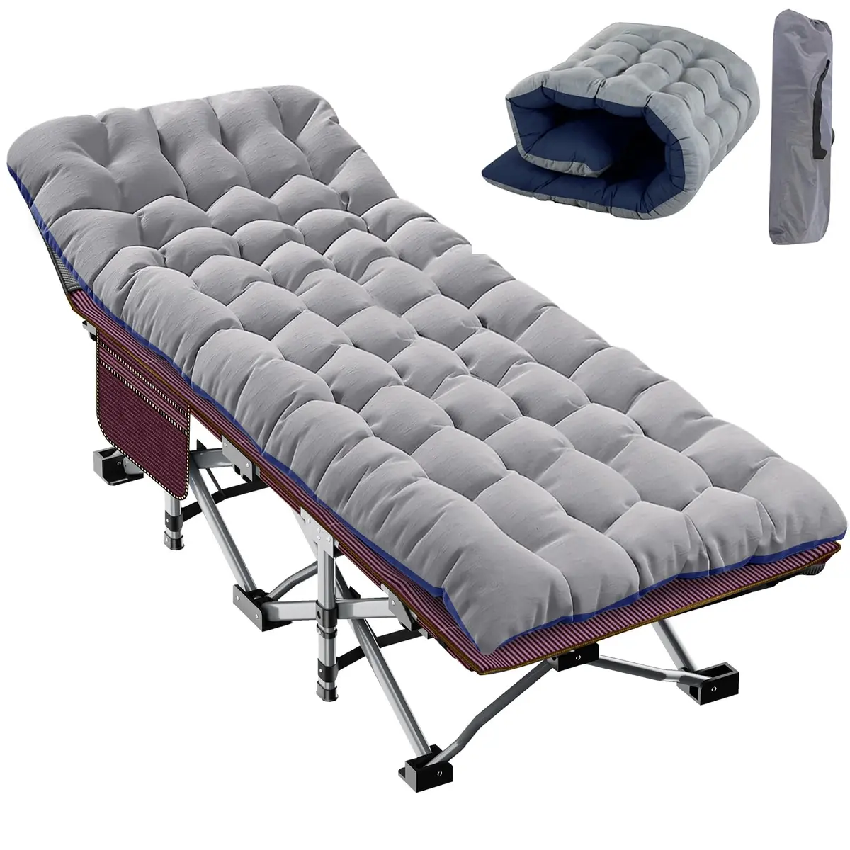 Slsy Folding Camping Cot for Adults with Mat & Carry Bag, 28in Wide, 400kg (880Lbs) - main product image