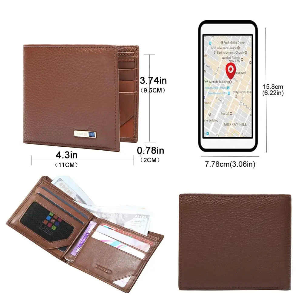 SMART LB Slim Leather Wallet Tracker Card Holder with Bluetooth Finder & App Control | 11 cm (4.3 in) x 9 cm (3.5 in) x 2 cm (0.8 in) - view 6
