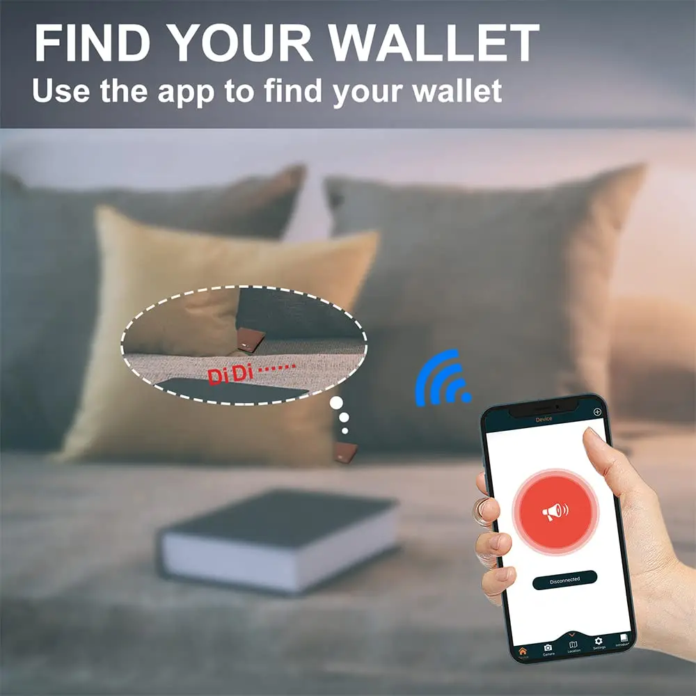 SMART LB Slim Leather Wallet Tracker Card Holder with Bluetooth Finder & App Control | 11 cm (4.3 in) x 9 cm (3.5 in) x 2 cm (0.8 in) - view 3