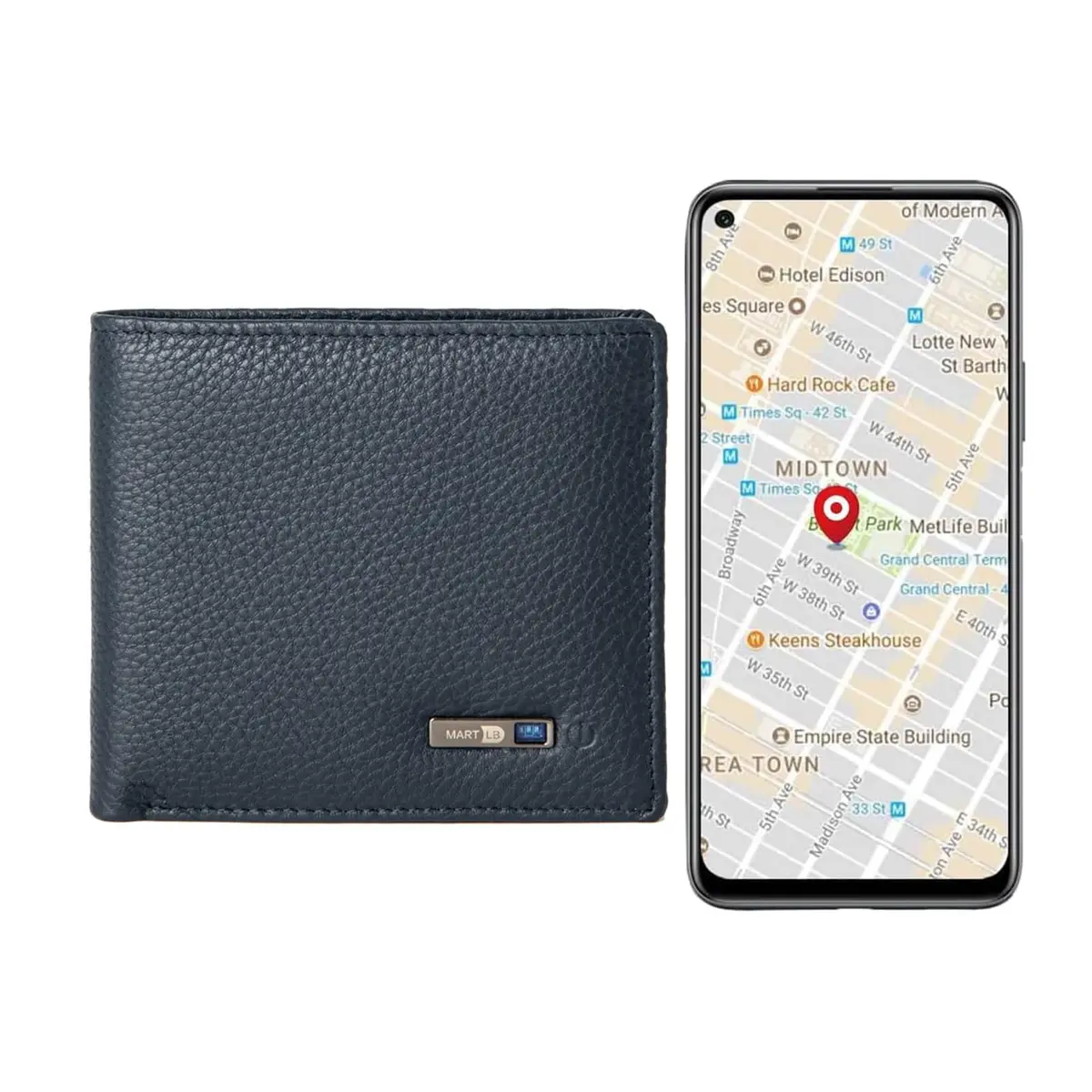 SMART LB Electronic Finder Wallet Tracker & GPS Locator Horizontal | Slim Minimalist Leather Wallet - main product image