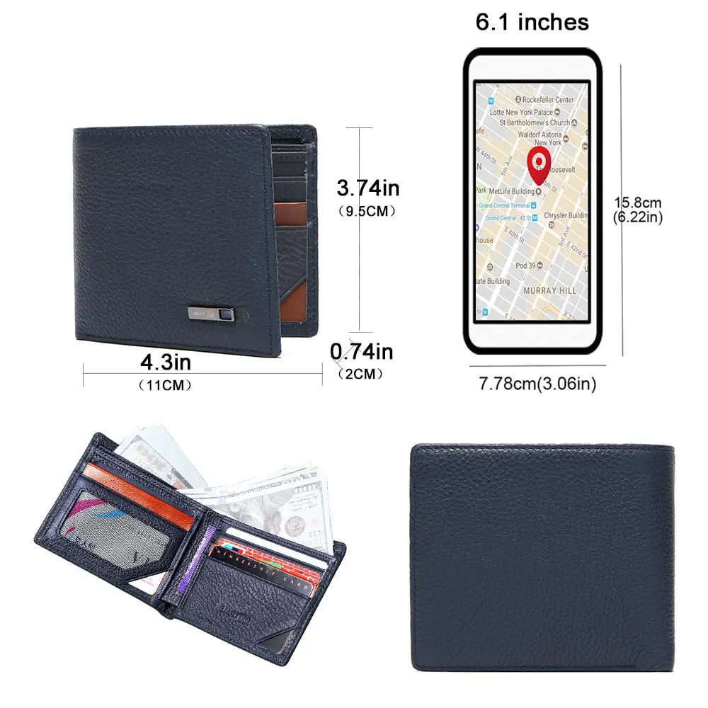 SMART LB Electronic Finder Wallet Tracker & GPS Locator Horizontal | Slim Minimalist Leather Wallet - view 6
