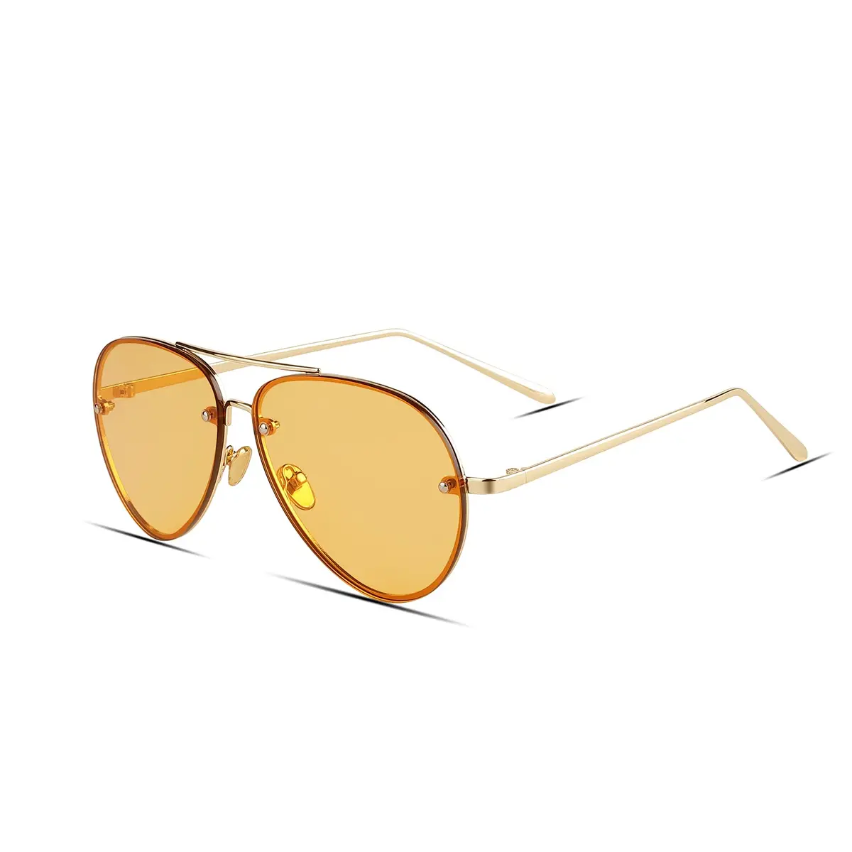 Freckles Mark Classic Oversized Aviator Sunglasses Gold Orange 62mm | UV400 Protection - view 2