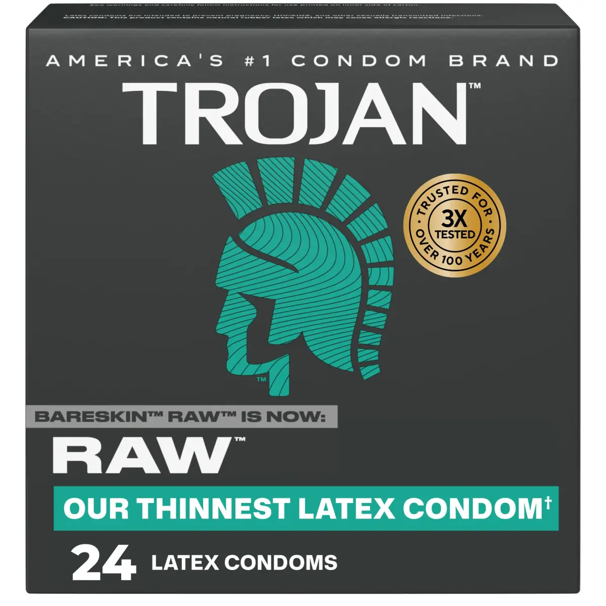 TROJAN BareSkin Raw Thin Condoms, Lubricated, 24 Count Pack - main product image