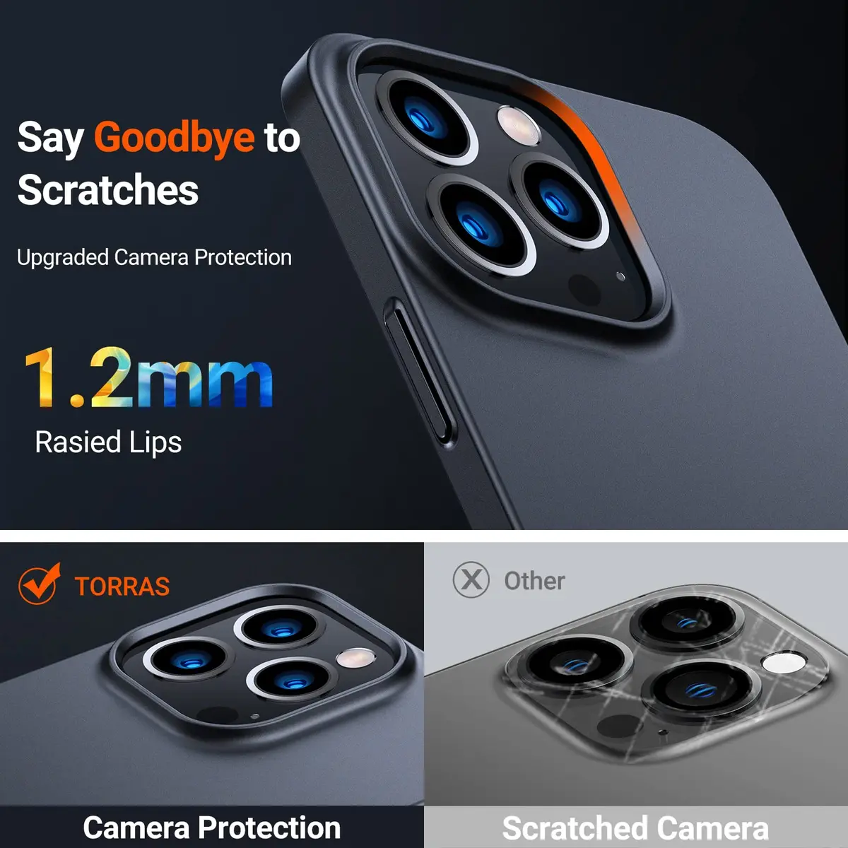 TORRAS Slim Fit for iPhone 13 Pro Case 6.1 Inch | Never Yellowing, Ultra Thin, Matte Black - view 5