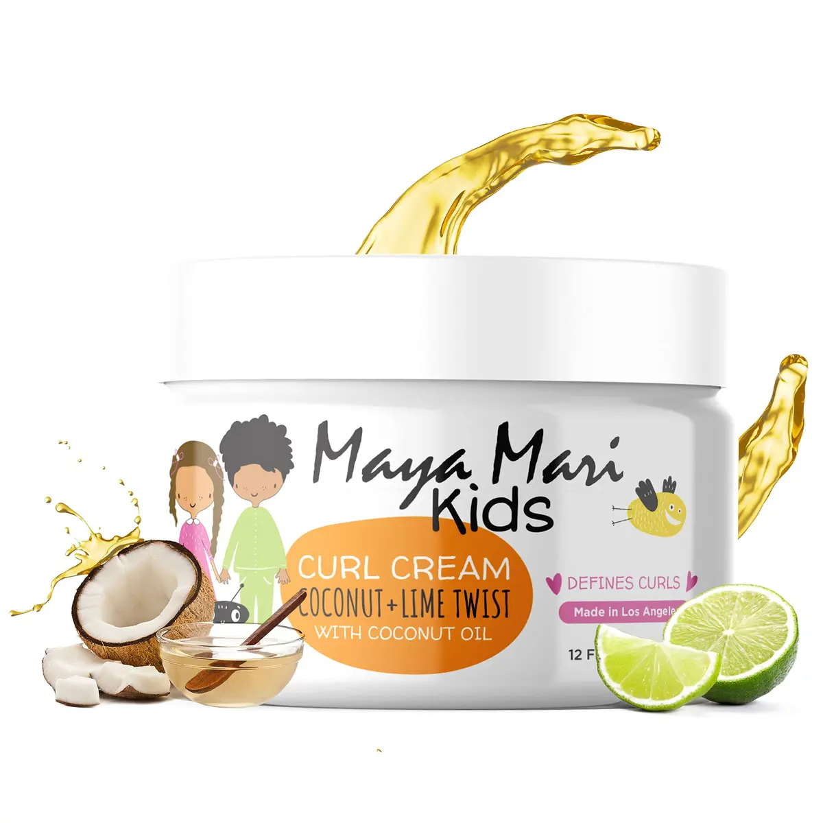 MAYA MARI Kids Curl Cream Coconut Lime Twist 355ml (12 oz) | Defines Curls, Tames Frizz, Kid-Safe Formula - main product image