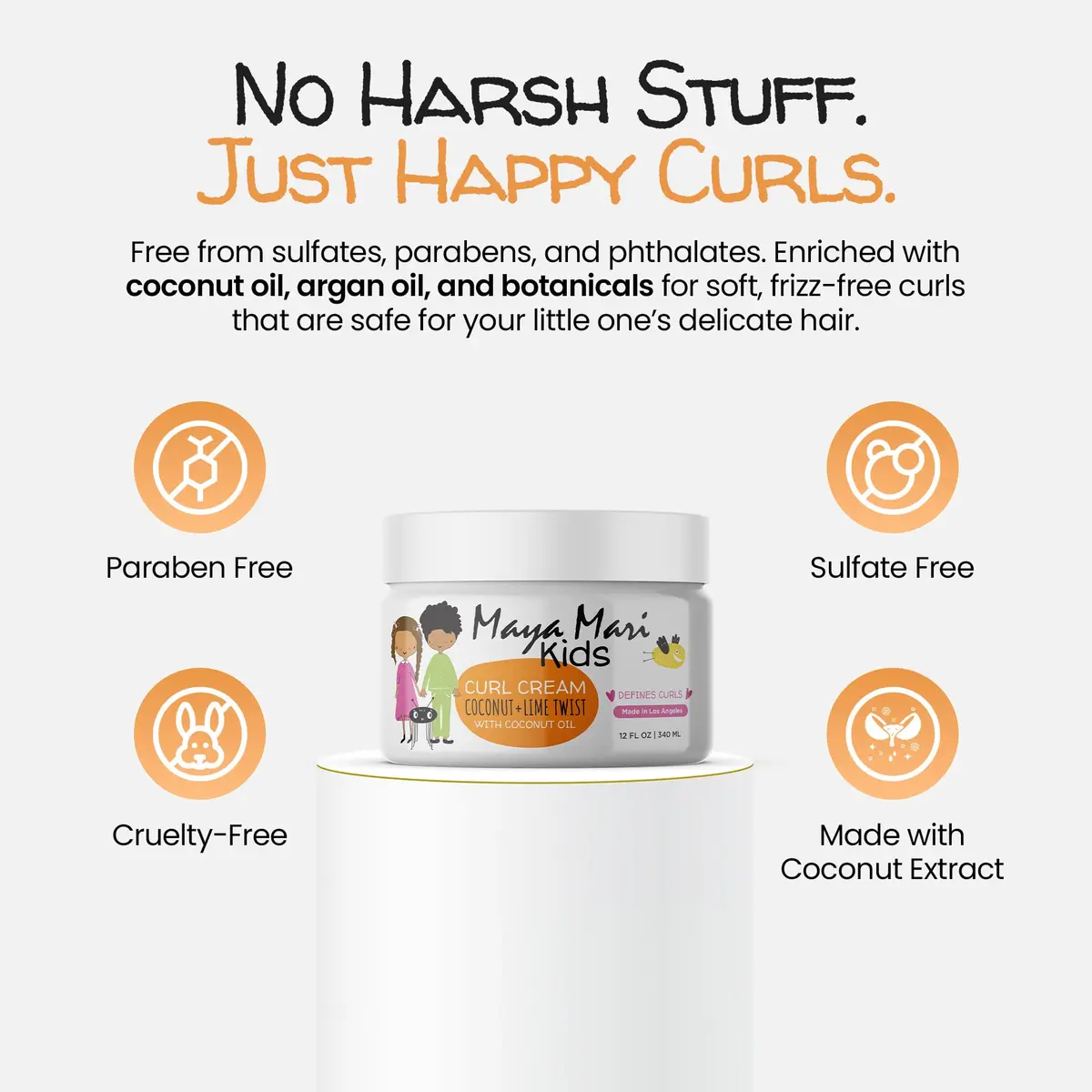 MAYA MARI Kids Curl Cream Coconut Lime Twist 355ml (12 oz) | Defines Curls, Tames Frizz, Kid-Safe Formula - view 5