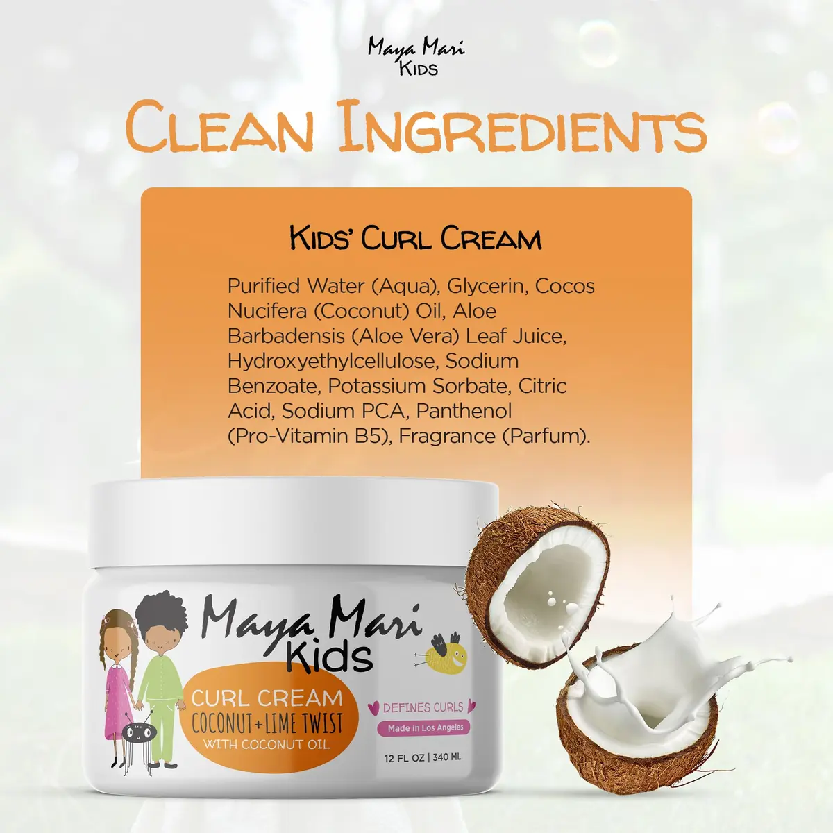 MAYA MARI Kids Curl Cream Coconut Lime Twist 355ml (12 oz) | Defines Curls, Tames Frizz, Kid-Safe Formula - view 7