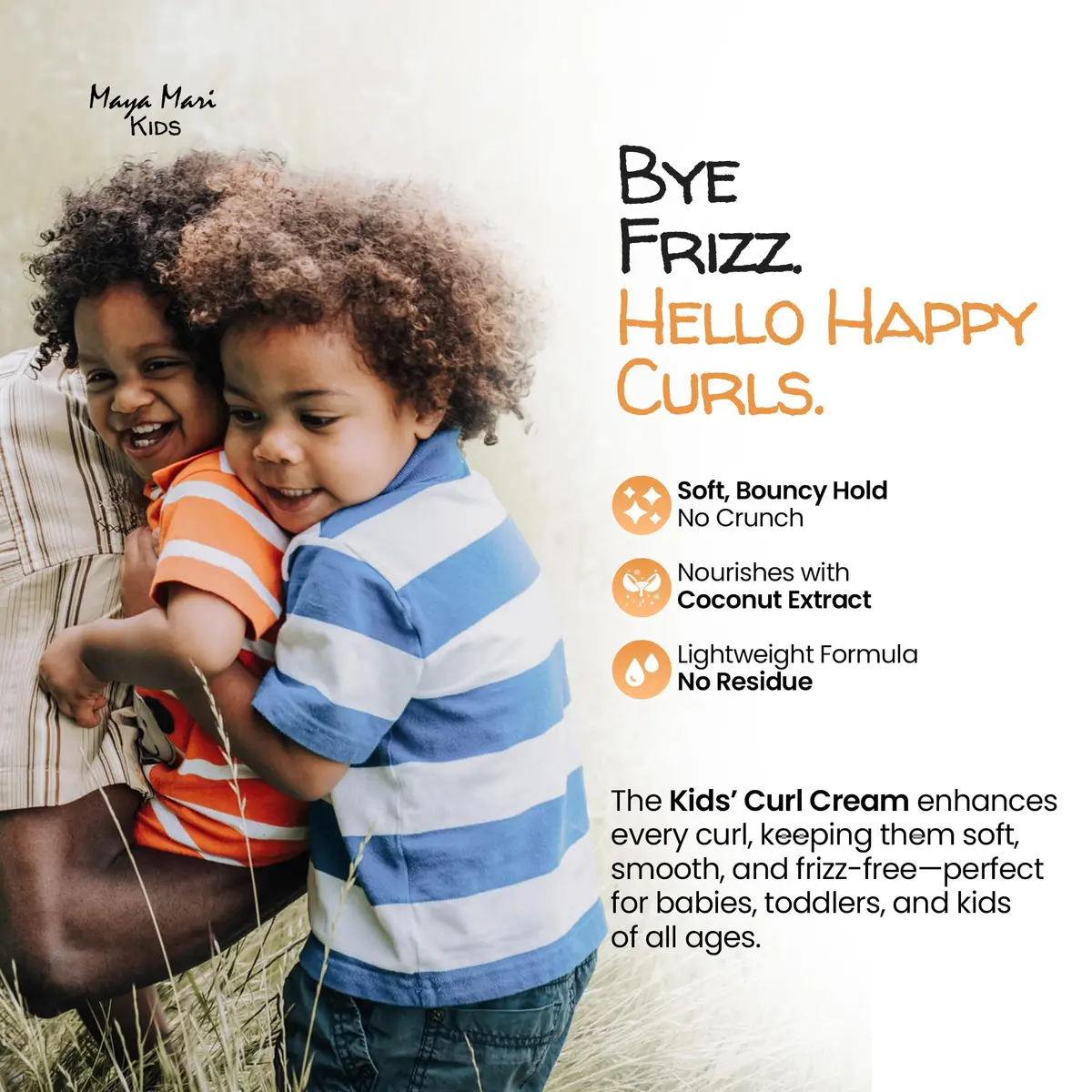 MAYA MARI Kids Curl Cream Coconut Lime Twist 355ml (12 oz) | Defines Curls, Tames Frizz, Kid-Safe Formula - view 4