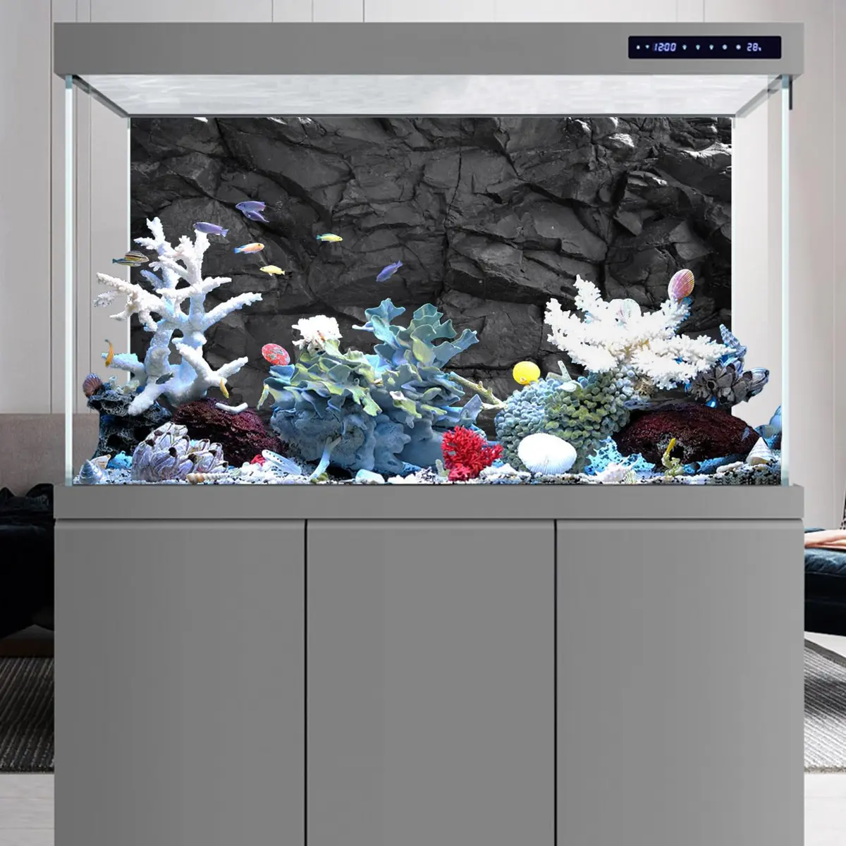 AWERT Black Rock Aquarium Backdrop 180x60cm (72x24in) | Realistic HD Stone Texture - view 5