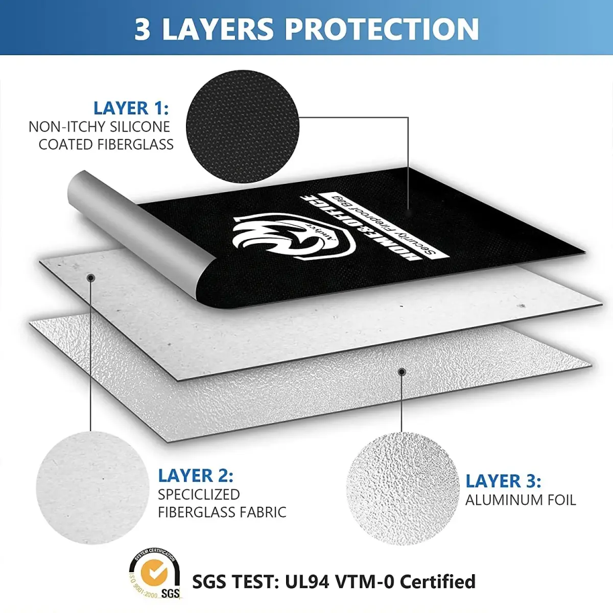 andyer 2 Pockets Fireproof Document Bag 38cm x 28cm (15"x11") | UL Certified Fire & Water Resistant - view 5
