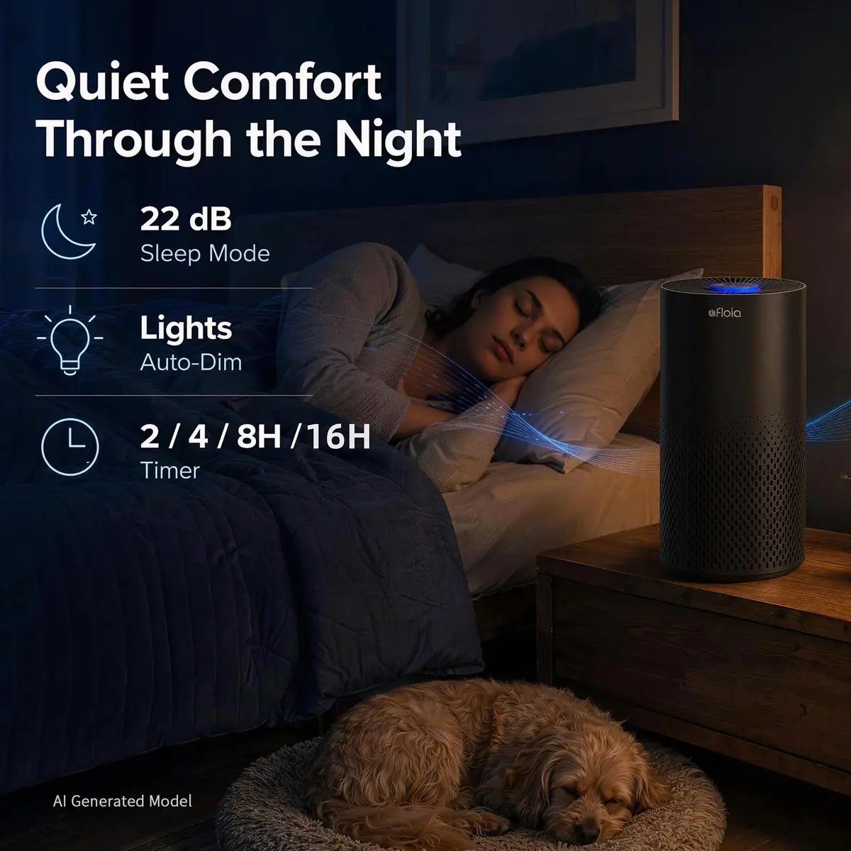 Afloia Air Purifier for Home Bedroom Large Room up to 1500 Sq Ft | 4-Stage HEPA Filtration with Sleep Mode - view 5